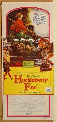 p514 HUCKLEBERRY FINN Australian daybill movie poster '74 Mark Twain