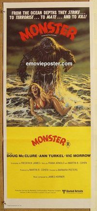p515 HUMANOIDS FROM THE DEEP Australian daybill movie poster '80 Monster!