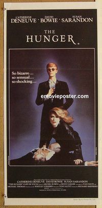 p517 HUNGER Australian daybill movie poster '83 Deneuve, David Bowie