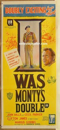p519 I WAS MONTY'S DOUBLE Australian daybill movie poster '59 James, Mills