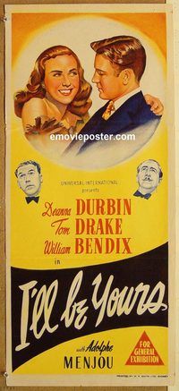 p522 I'LL BE YOURS Australian daybill movie poster '46 Deanna Durbin