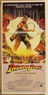 p527 INDIANA JONES & THE TEMPLE OF DOOM Vaughan art style Australian daybill movie poster '84