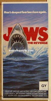 p546 JAWS: THE REVENGE Australian daybill movie poster '87 it's personal!