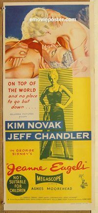 p547 JEANNE EAGELS Australian daybill movie poster '57 Kim Novak, Chandler