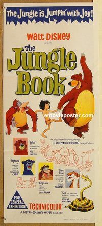 p554 JUNGLE BOOK Australian daybill movie poster '67 Walt Disney