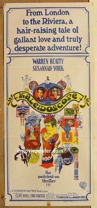 p558 KALEIDOSCOPE Australian daybill movie poster '66 Warren Beatty, York