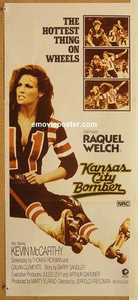 p559 KANSAS CITY BOMBER Australian daybill movie poster '72 Raquel Welch
