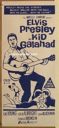 p562 KID GALAHAD Australian daybill movie poster R60s Elvis Presley