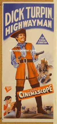 p577 DICK TURPIN HIGHWAYMAN Australian daybill movie poster '56 Philip Friend, Allan Cuthbertson