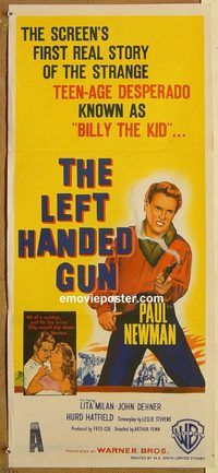 p592 LEFT HANDED GUN Australian daybill movie poster '58 Paul Newman