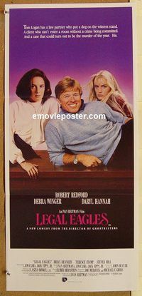 p593 LEGAL EAGLES Australian daybill movie poster '86 Redford, Hannah