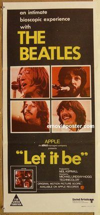 p595 LET IT BE Australian daybill movie poster '70 The Beatles, John Lennon