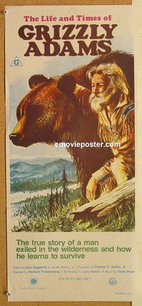 p600 LIFE & TIMES OF GRIZZLY ADAMS Australian daybill movie poster '74
