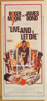 p613 LIVE & LET DIE Australian daybill movie poster '73 Moore as Bond