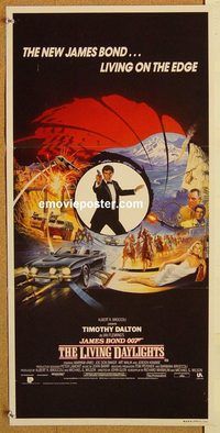 p614 LIVING DAYLIGHTS Australian daybill movie poster '86 James Bond