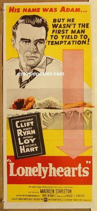 p616 LONELYHEARTS Australian daybill movie poster '59 Montgomery Clift