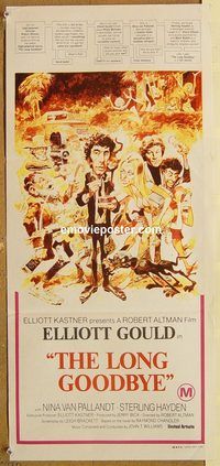 p617 LONG GOODBYE Australian daybill movie poster '73 Gould, Jack Davis art!