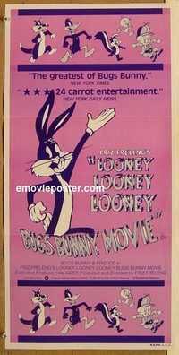 p621 LOONEY, LOONEY, LOONEY, BUGS BUNNY MOVIE Australian daybill movie poster '81
