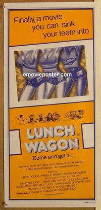 p626 LUNCH WAGON Australian daybill movie poster '80 sexy hot dog image!