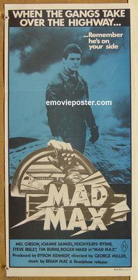 p632 MAD MAX Australian daybill movie poster '80 Mel Gibson, George Miller