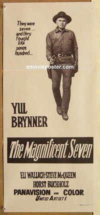 p637 MAGNIFICENT SEVEN Australian daybill movie poster R70s Brynner, McQueen