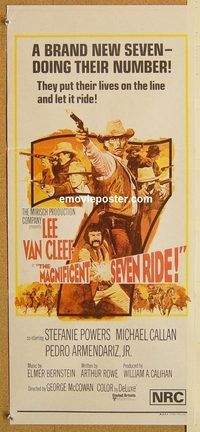 p638 MAGNIFICENT SEVEN RIDE Australian daybill movie poster '72 Van Cleef