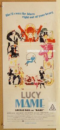 p643 MAME Australian daybill movie poster '74 Lucille Ball, Bob Peak art!
