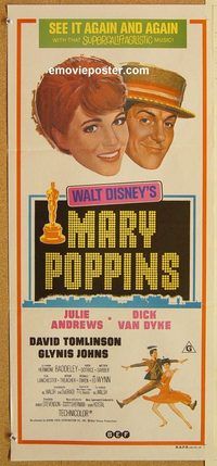 p655 MARY POPPINS Australian daybill movie poster R70s Julie Andrews, Disney
