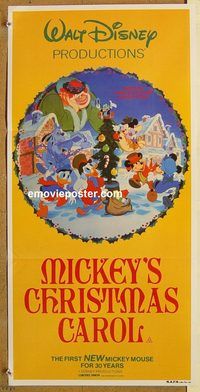 p661 MICKEY'S CHRISTMAS CAROL Australian daybill movie poster '83 Disney