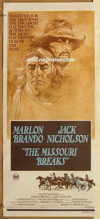 p668 MISSOURI BREAKS Australian daybill movie poster '76 Brando, Nicholson