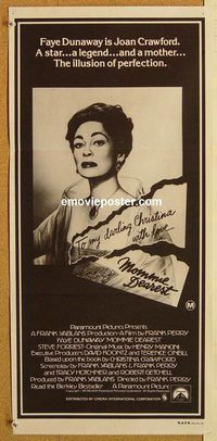 p669 MOMMIE DEAREST Australian daybill movie poster '81 Dunaway as Crawford!