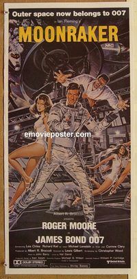 p672 MOONRAKER Australian daybill movie poster '79 Moore as James Bond!