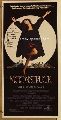 p673 MOONSTRUCK Australian daybill movie poster '87 Cher, Nicholas Cage