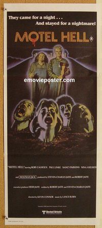 p675 MOTEL HELL Australian daybill movie poster '80 Rory Calhoun horror!