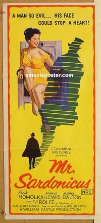 p682 MR SARDONICUS Australian daybill movie poster '61 William Castle