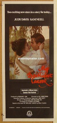 p693 MY BRILLIANT CAREER Australian daybill movie poster '80 Sam Neill