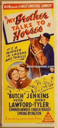 p694 MY BROTHER TALKS TO HORSES Australian daybill movie poster '47 Jenkins