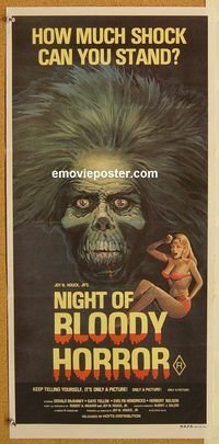 p713 NIGHT OF BLOODY HORROR Australian daybill movie poster '70s