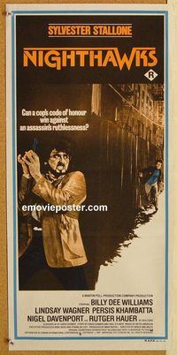 p716 NIGHTHAWKS Australian daybill movie poster '81 Sly Stallone, Hauer