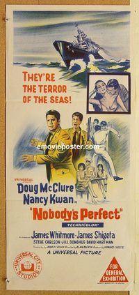 p718 NOBODY'S PERFECT Australian daybill movie poster '68 McClure, Kwan