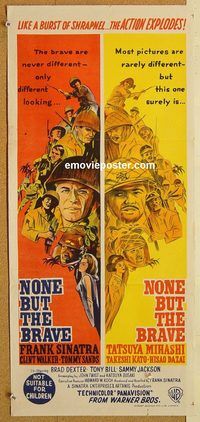 p719 NONE BUT THE BRAVE Australian daybill movie poster '65 Sinatra, WWII!