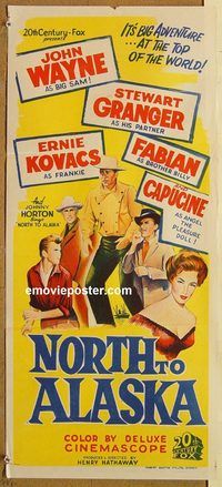p720 NORTH TO ALASKA Australian daybill movie poster '60 John Wayne, Granger