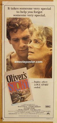 p731 OLIVER'S STORY Australian daybill movie poster '78 O'Neal & Bergen