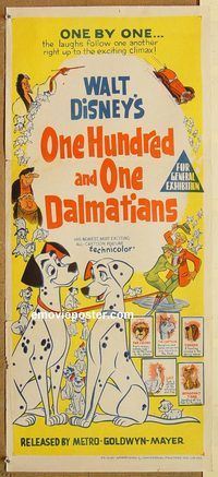 p736 ONE HUNDRED & ONE DALMATIANS Australian daybill movie poster '61 Disney