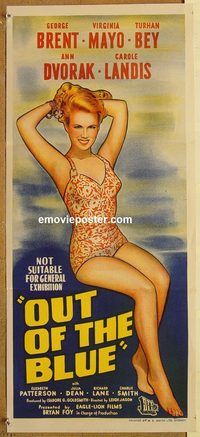 p743 OUT OF THE BLUE Australian daybill movie poster '47 Virginia Mayo