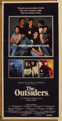 p746 OUTSIDERS Australian daybill movie poster '82 Francis Ford Coppola