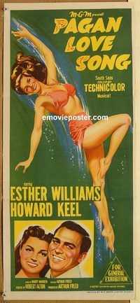 p749 PAGAN LOVE SONG Australian daybill movie poster '50 Esther Williams!
