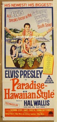 p754 PARADISE HAWAIIAN STYLE Australian daybill movie poster '66 Elvis