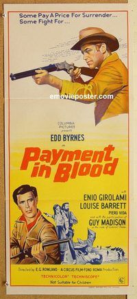 p758 PAYMENT IN BLOOD Australian daybill movie poster '68 spaghetti western!