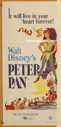 p763 PETER PAN Aust daybill R70s Walt Disney animated cartoon fantasy classic!